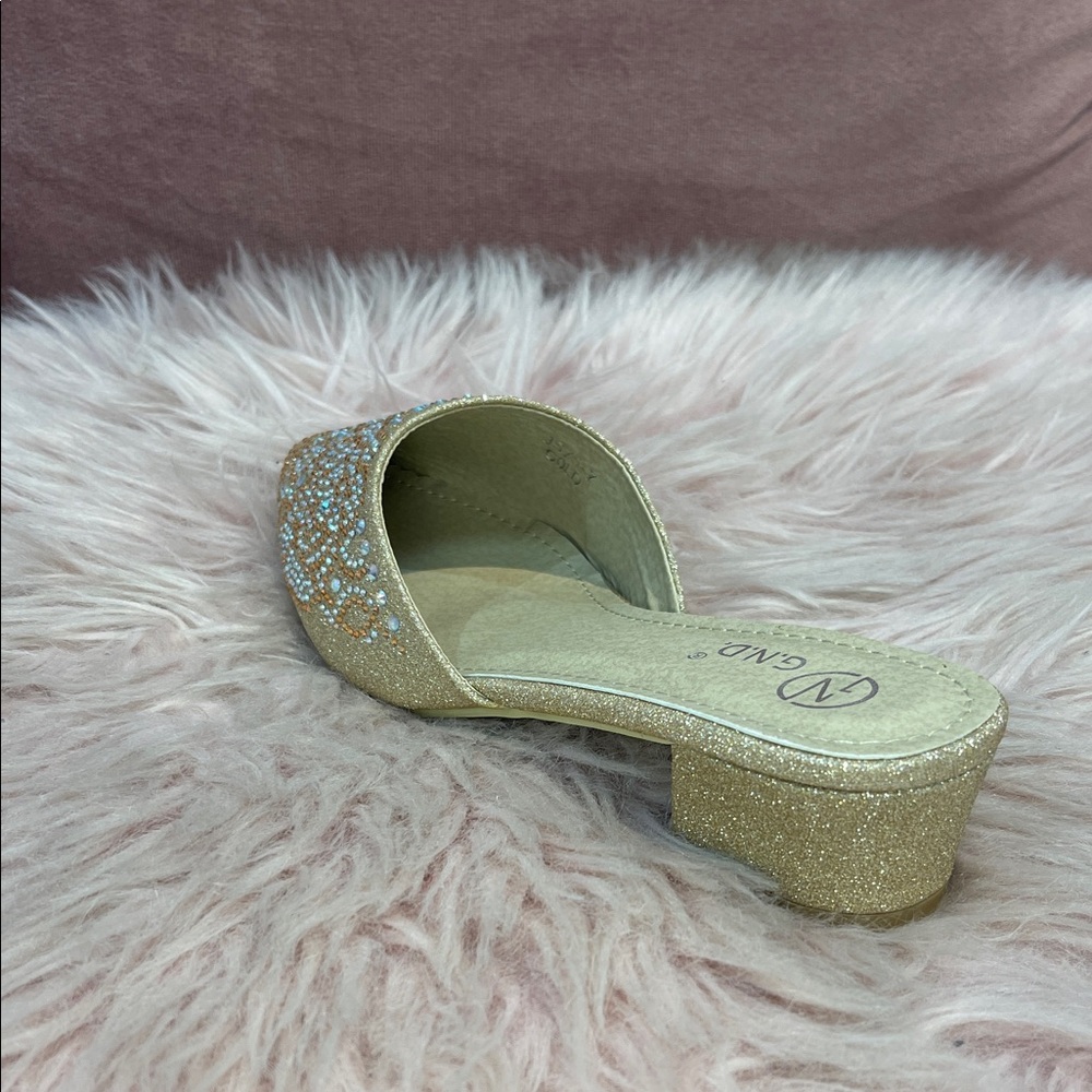 Sparkling Gold Embellished Mules - Picture 3 of 8